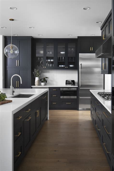 stainless steel and white cabinets or dark cabinets|kitchen with dark cabinets.